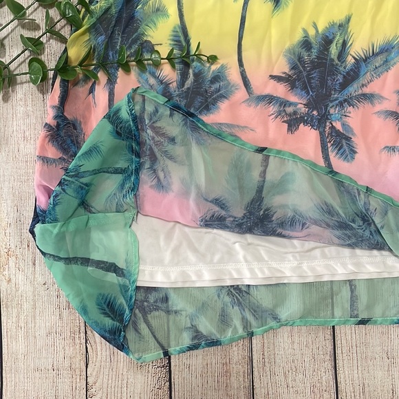 🌸Clearance!🌸 H&M Colorful Palm Tree Tank Top Size US 14Y+ - Picture 4 of 7
